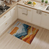 Abstract Sunset Over Layered Mountains Area Rug