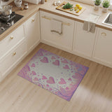 Romantic Pink Hearts Vines Area Rug
