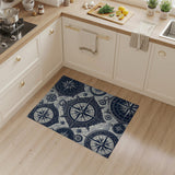 Blue and Teal Vintage Nautical Compass Rose Area Rug