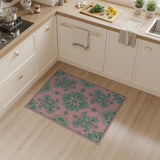 Blush Pink Sage Green Floral Mandala Area Rug