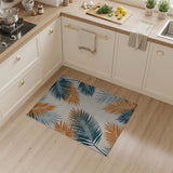 Multi-color and Patterns Teal Orange Palm Leaf Coastal Area Rug