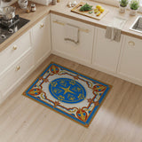 Regal Blue Fleur-de-Lis Medallion Area Rug