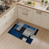 Modern Navy Blue Geometric Block Area Rug