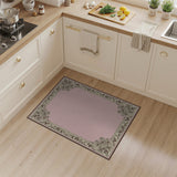 Blush Pink Ornate Floral Border Rug