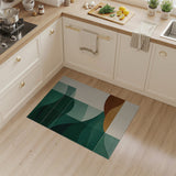 Modern Teal Green Wave Abstract Area Rug
