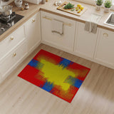 Bold Red Blue Yellow Halftone Geometric Area Rug