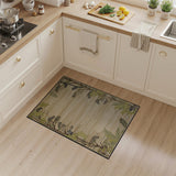 Beige Area Rug with Green Fern Border