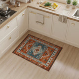 Multi-color and Patterns Terracotta Teal Southwestern Geometric Area Rug