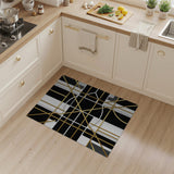 Geometric Modern Gold and Silver Gold Geometric Abstract Area Rug