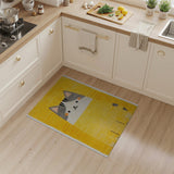 Sunny Yellow Cartoon Cat Tufted Rug