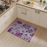 Purple Peony Cross-Stitch Floral Area Rug