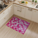 Pink Vibrant Pink Geometric Block Area Rug