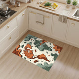 Abstract World Map Orange Area Rug