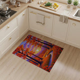Vibrant Autumn Sunset Forest River Rug