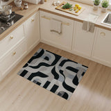 Black and White Modern Abstract Geometric Black White Area Rug
