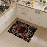 Ornate Gold Crimson Baroque Frame Area Rug