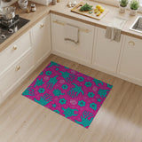 Whimsical Teal Sea Turtles on Vibrant Pink Area Rug