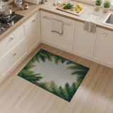 Green Palm Frond Border Coastal Area Rug
