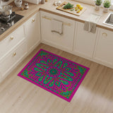 Vibrant Pink Teal Paisley Medallion Rug