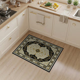 ODIKA Washable Black & Gold Ornate Traditional Area Rug, Low Pile Non-Slip