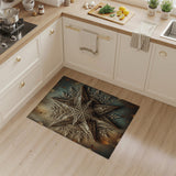 Ornate Gold Filigree Star Mandala Rug