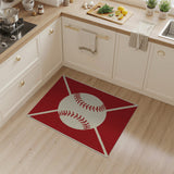 Red Baseball Stitched Area Rug