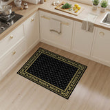 Elegant Black Persian Rug with Gold Ornate Frame