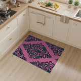 Pink Teal Damask Floral Area Rug