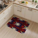 Red Curtain Rainbow Burst Area Rug