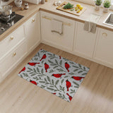 Red Cardinal Birds Pine Branches Pattern Rug
