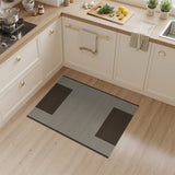 Beige Striped Rug with Brown Geometric Panels