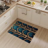 Navy Blue Gold Arched Geometric Area Rug