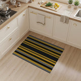 Bold Black Grey Yellow Striped Area Rug