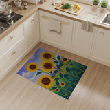 Swirling Purple Sky Sunflower Field Rug