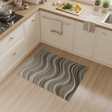Beige and Neutral Beige Layered Waves Abstract Area Rug