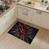 Explosive Red Lightning Geometric Area Rug