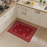 Festive Red Holly Snowflake Area Rug