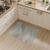 ODIKA Washable Abstract Wave Area Rug - Low Pile, Non-Slip, Neutral Modern Decor