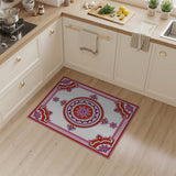 Pink Floral Scalloped Medallion Area Rug