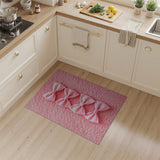 Whimsical Pink Linen Bow Shag Area Rug