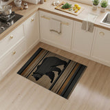 Walking Bear Striped Woven Area Rug