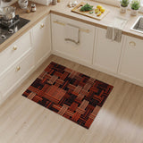 Orange Orange Basketweave Geometric Area Rug