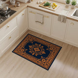 Navy Blue Orange Ornate Persian Medallion Rug