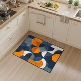 Bold Geometric Navy Orange Area Rug