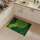 Vibrant Green Abstract Wave Area Rug