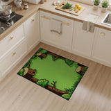 Whimsical Tree Stump Forest Green Area Rug