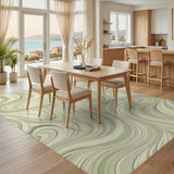 Green Swirl Wave Area Rug