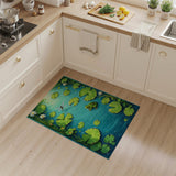 ODIKA Washable Frog and Lily Pad Pond Area Rug - Non-Slip Low Pile Kids Nursery Rug