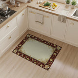 Ornate Red Gold Floral Border Area Rug
