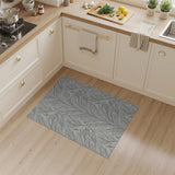 Grey Fern Frond Area Rug - Vintage Leaf Pattern